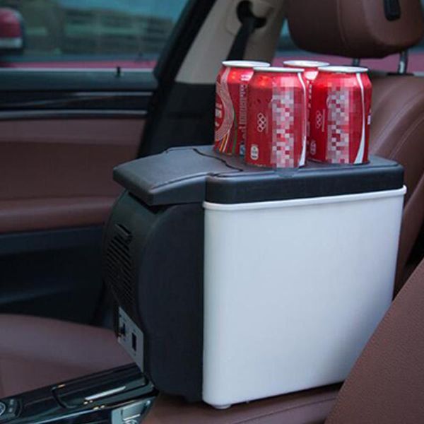 Mini-6-Liter-Kühlschrank, 12 V, multifunktional, für Reisen, Zuhause, Kühler, Wärmer mit 4 Getränkeöffnungen, elektrischer Kühlschrank für Auto