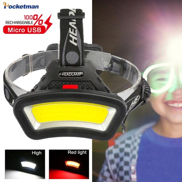 

powerful wide angle cob led headlight outdoor red light fishing headlamp 2x18650 battery usb rechargeable head lamp lantern headlamps