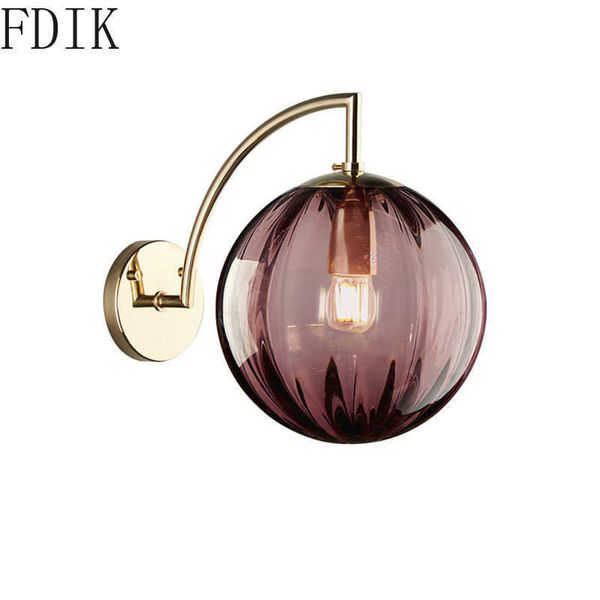 Modern Round Glass Ball Wall Luzes Simples Sconce Lâmpada de Parede Levado para Home Quarto Sala de estar Corredor Loft Decor Luminárias 210724