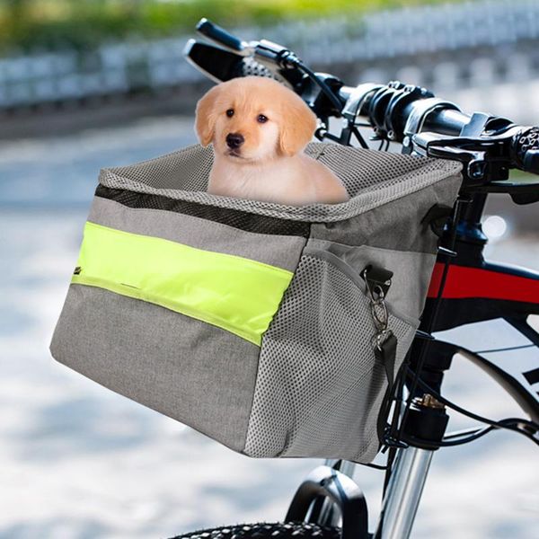 

bicycle basket bags foldable pet dog cats cycling tube front carrier pouch household animal decoration car seat covers