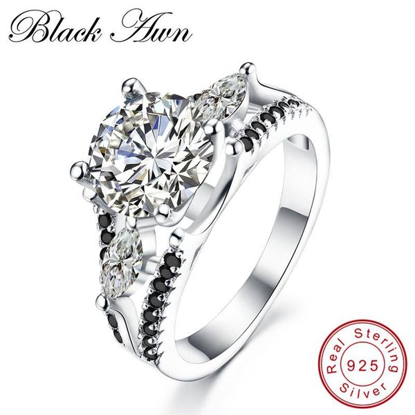 

cluster rings [black awn] neo-gothic 4.3g 925 sterling silver jewelry trendy wedding for women engagement ring femme bijoux bague c138, Golden;silver