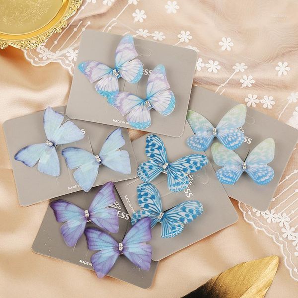

2pcs/set sweet colorful butterfly hairpin cool girl barrette women vintage hair ornament retro headband fashion accessories1