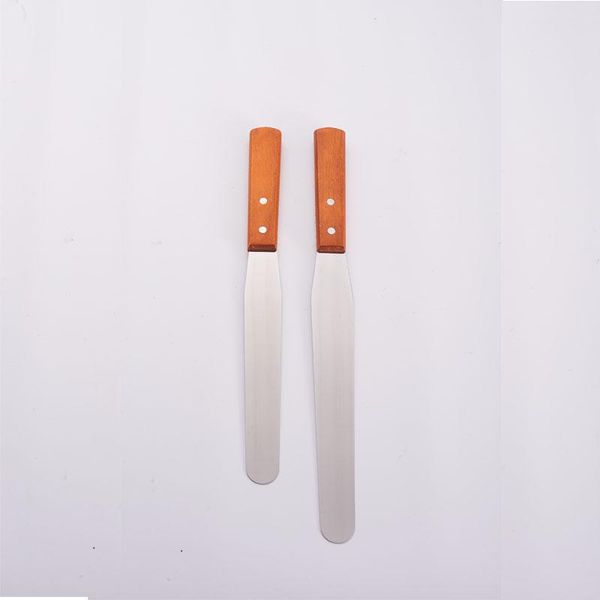

baking & pastry tools straight icing spatula stainless steel set with wooden handle of 2 cake decorating frosting spatulas for party