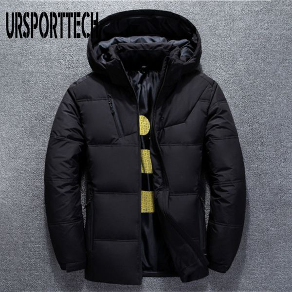 

ursporttech - men's winter et, thick red and black snow coat, warm clothing, white duck down et