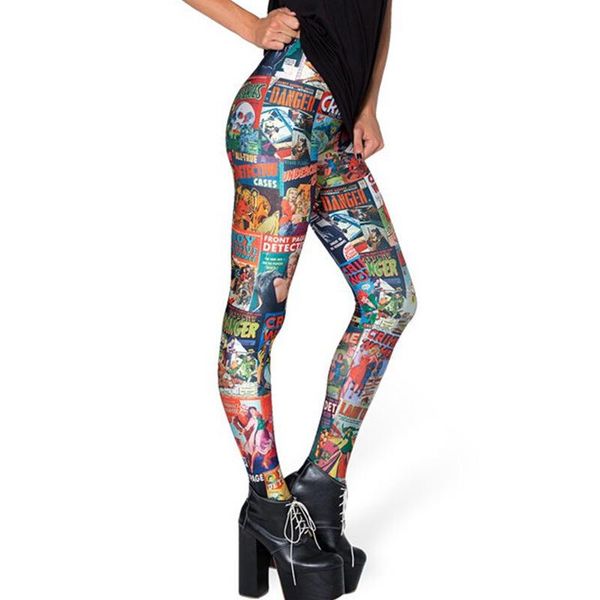 

women's leggings ysdnchi female leggins 3d digital printed fitness pants women square cartoon trousers mujer leggin, Black