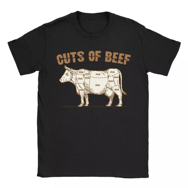 

cuts of beef mens t-shirt meat eater bacon gifts for dad funny joke top, White;black
