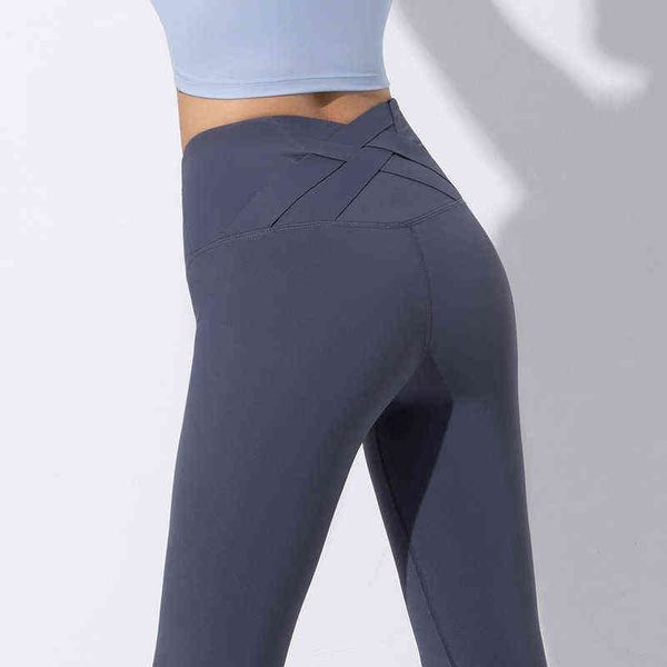 

women's yoga pants 2022 style high cross waist closing abdomen lifting yoga pant's tight fitns pants peach hip running, Black;white