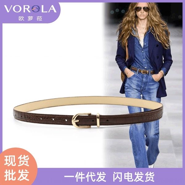 

ymI 2021 simple fashion women's with pinjeans crocodile 2021 simple fashion women's with pinjeans belts crocodile belt, Black;brown