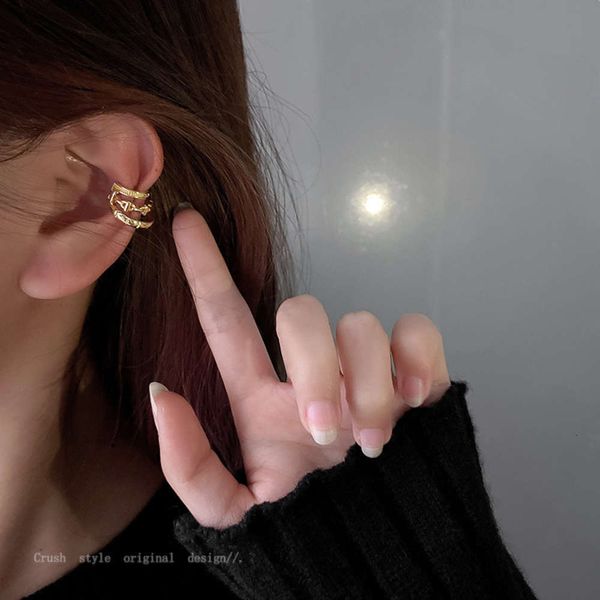 

south korea east gate design feeling micro inlaid zircon earbone clip no hole net red temperament personalized earrings ear ornaments, Black