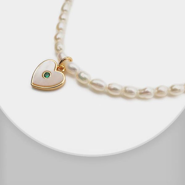 

natural pearl mother of shell rice pendant necklace necklaces, Silver