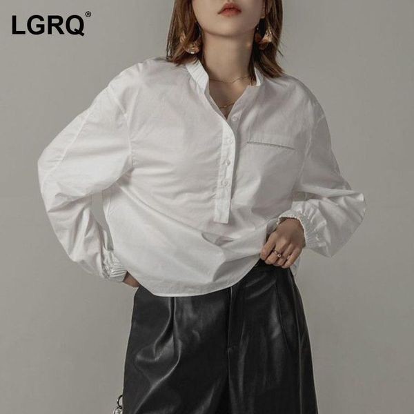 

women's blouses & shirts [lgrq] women white casual sports wind blouse arrival stand neck long sleeve shirt fashion tide spring autumn 2