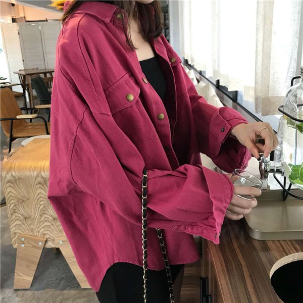 

women's jackets coats triple standard loose and versatile metal breasted arc long sleeve denim coat autumn 680 6pmu, Black;brown