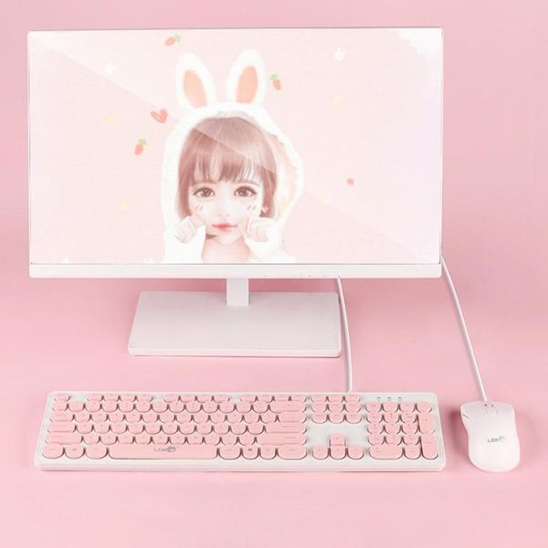 

keyboard mouse combos 1 set 1900 wired punk round keycap mute portable computer usb gaming for desktop