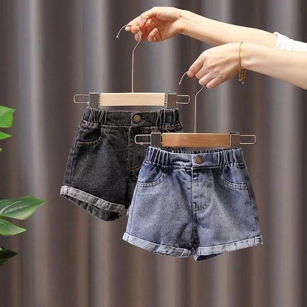 

shorts girls denim summer 2021 children's pants baby loose fashion, Black