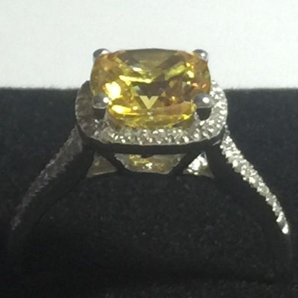 

cluster rings 3ct cushion ring engagement classic pillow cut sona simulated yellow diamond women sterling silver jewelry, Golden;silver