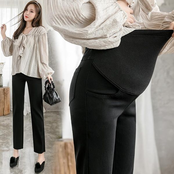 

spring thin cotton linen maternity pants casual belly clothes for pregnant women pregnancy business trousers bottoms, White