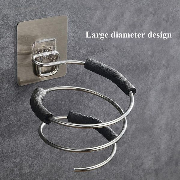 

storage baskets hair dryer holder blower organizer adhesive wall mounted nail no trace stickers care spiral stand for bathroom