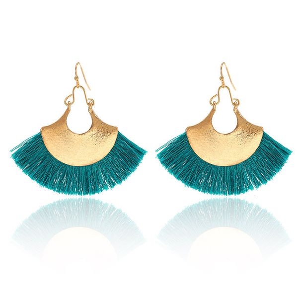 

studs earrings fashion , creative national style, colorful thread tassel alloy fan-shaped women's, Golden;silver