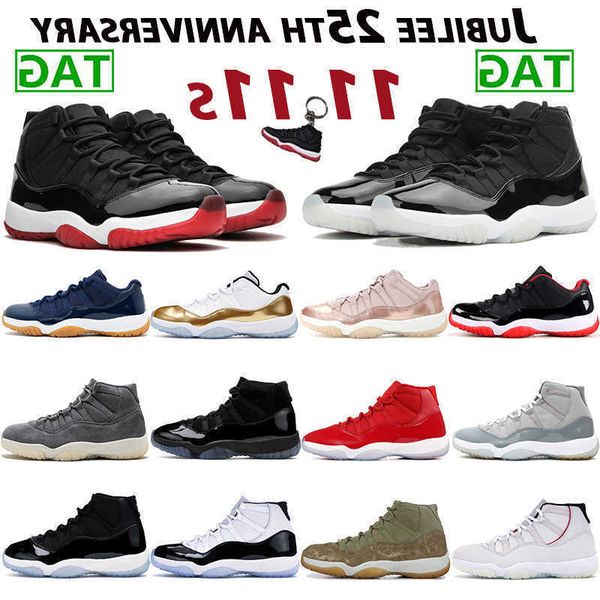 

2023 op basketball shoes 11 11s jubilee 25th anniversary space jam legend blue platinum tint cap and gown white metallic silver men, Black