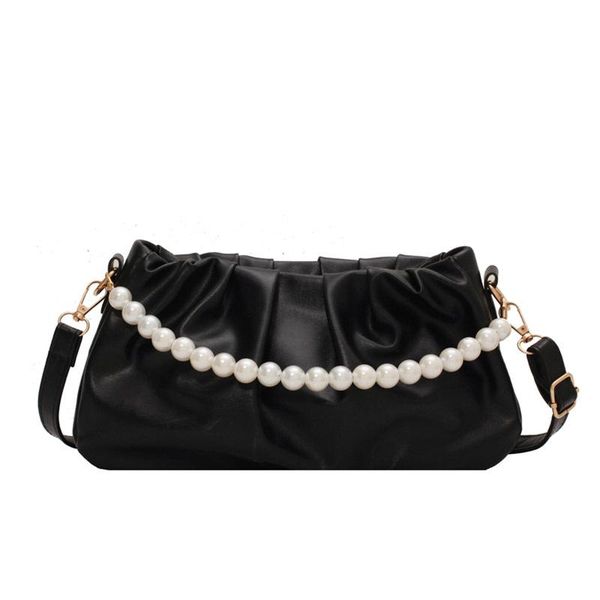 

evening bags pu leather shoulder for women 2021 designer lady trending purses and handbags women's pearl wrinkle bag a242