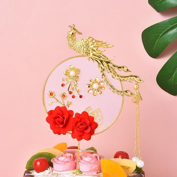 

other event & party supplies chinese retro style phoenix cake decoration birthday wedding metal material plugin