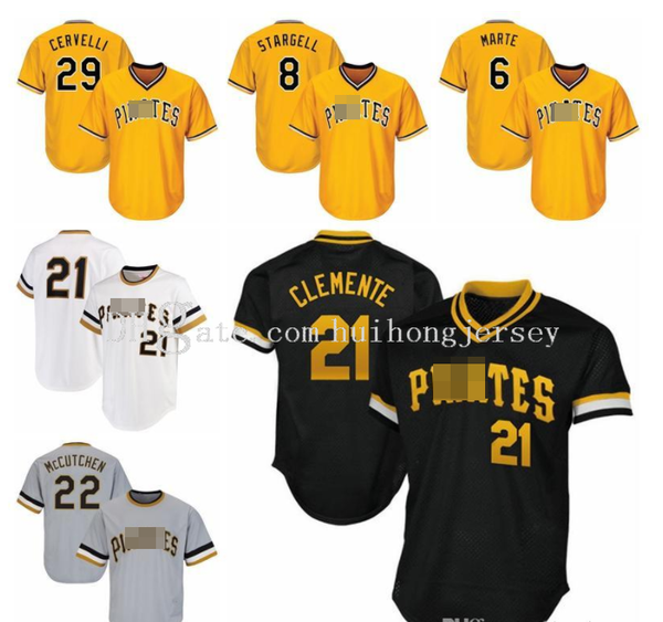 

21 roberto clemente 29 francisco cervelli 8 willie stargell 6 starling marte 27 kent tekulve 59 joe musgrove josh bell baseball jerseys, Blue;black