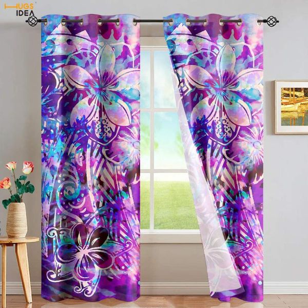 

curtain & drapes hugsidea tie dye art plumeria hawaiian print window home decor thermal insulated bedroom privacy protec grommet