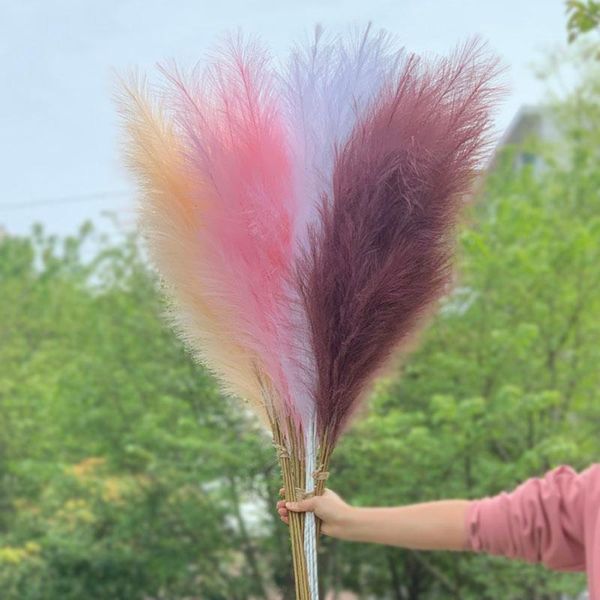 

1pc large artificial pampas grass fake plants reed flower bouquet for wedding party decoration phragmites diy home vase decor decorative flo