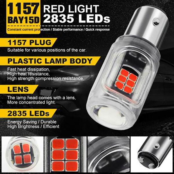 

emergency lights replace bulbs 1000k light reverse 12v-24v 2835 4pcs bay15d backup brake car
