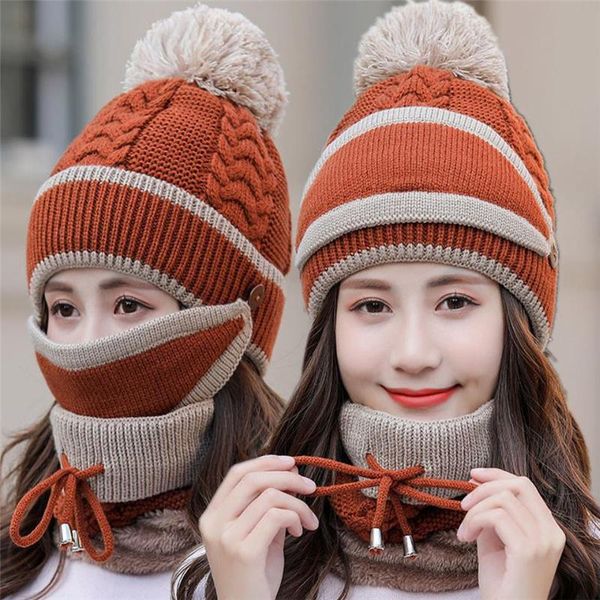

beanie/skull caps beanie hat winter wool cap warm hats thick woman scarf knitted windproof cold-proof beanies casual bonnet, Blue;gray
