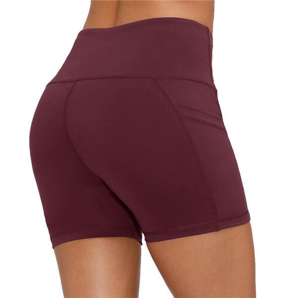 

yoga outfit high waist women workout shorts fitness with side pockets tummy control athletic running sport