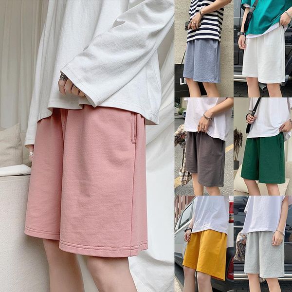

men's shorts men beach pants solid color hip hop loose summer casual korean style young boy plus size sport running sweat, White;black