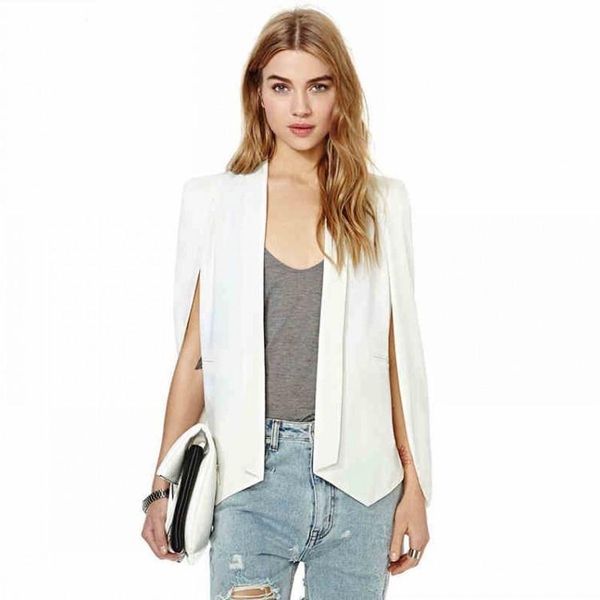 

women's suits & blazers slim solid color long-sleeved split chic blazer fashion streetwear autumn wm*, White;black