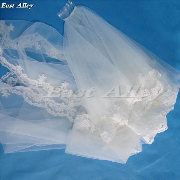 

bridal veils ivory two-layer french lace veil 3m cathedral wedding voile de mariee, Black