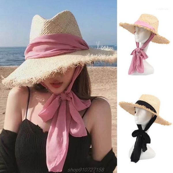 

caps & hats girls straw sun cap hepburn style lightweight raffia braid adjustable straps charming lady accessory my26 21 dropship1, Yellow