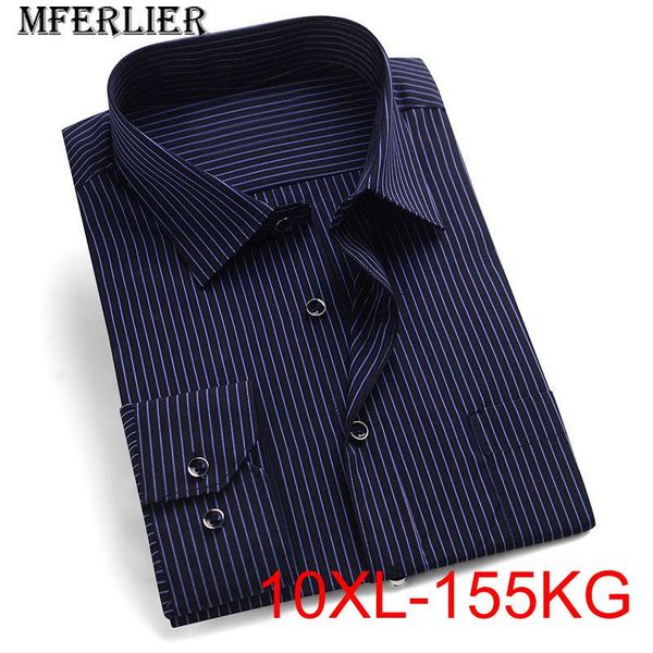 

men's dress shirts spring autumn plus size men 10xl weight 155kg 9xl 8xl 7xl 6xl loose striped shirt, White;black