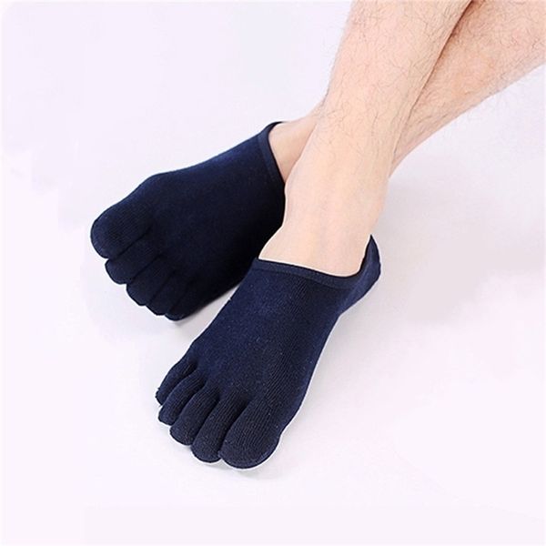 5 pares / lote verão homens cinco meias dedos de algodão moda dedo do pé invisível nonslip tornozelo respirável anti-skid boat mulheres 210727