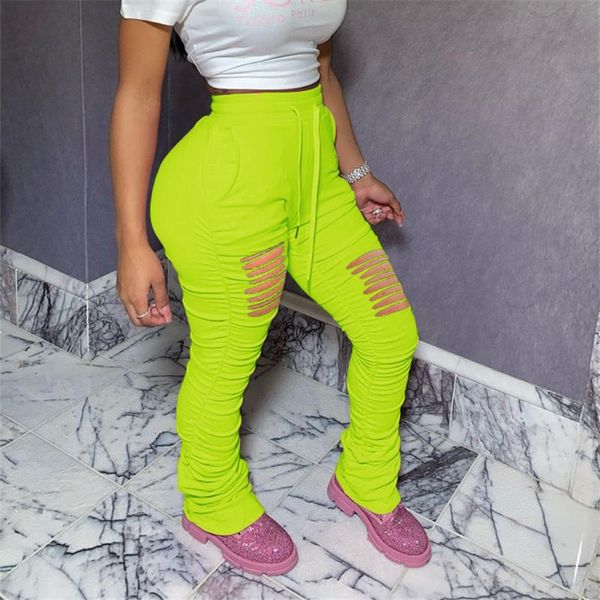 

women's pants & capris women stacked neon green hollow plus size 3xl ruched sweatpants elastic waist drawstring jogger trousers streetw, Black;white