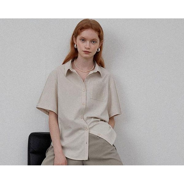 

women's polos q.cutians shirts summer thin chic minimalist short sleeve, White