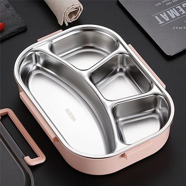 

dinnerware sets portable stainless steel dinner box lunch storage for kids with compartment tableware in microwave anti-overflow