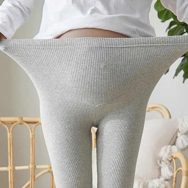 

woman pants with belt embroidery knit cotton high waist leggings for pregnant women maternity clothes female ants pregnancy 9109 bottoms, White