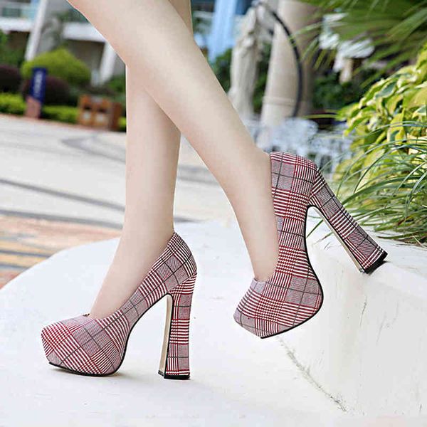 

dress shoes new pink high heels for women's with line grid designer platform fashion large size 35-46 sgdv, Black