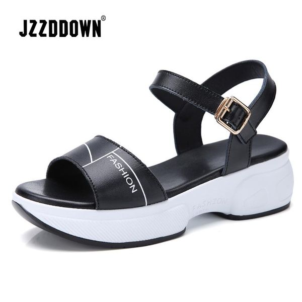 

dress shoes women sandals genuine leather ladies platform flat sneakers 2021 low wedges summer gladiator female, Black