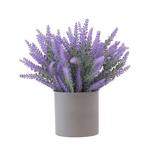 Dekorative Blumenkränze, 1 Stück, künstliche Topfpflanzen, Kunststoff, Lavendel, Blumendekoration, Pflanze mit Töpfen für Zuhause, Büro, Schreibtisch, Tischdekoration