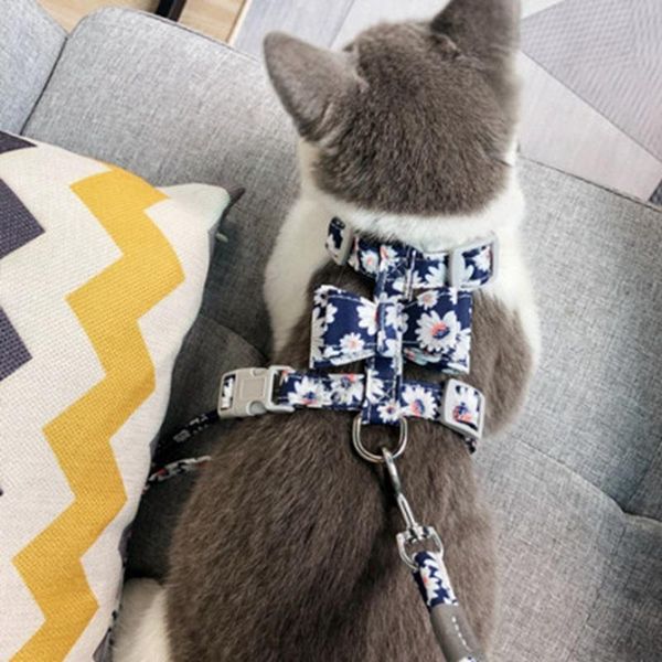 

dog collars & leashes cute adjustable nylon harness set pet puppy bowknot vest walking leash for small medium dogs cats products