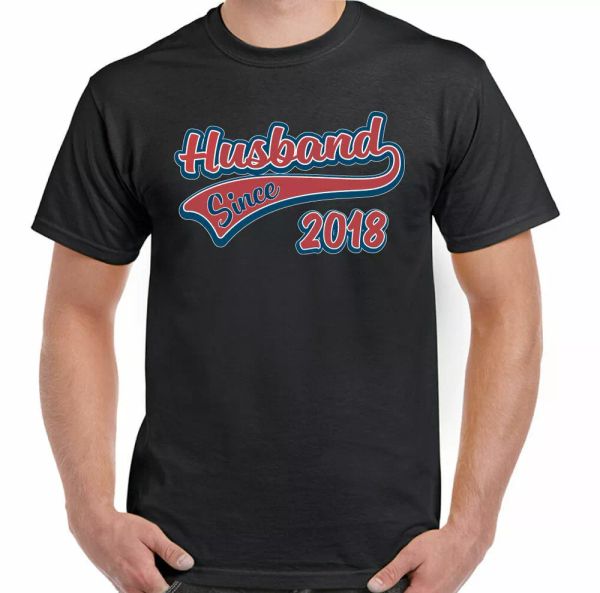 

husband shirt since 2018 mens fun wedding birthday valentine fathers, White;black