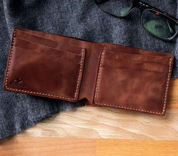 

wallets handmade classic leather wallet - pergamon, Red;black