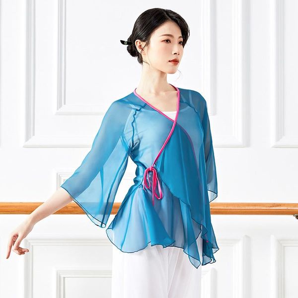 

men's sweaters classical dancer body training clothes elegant ancient style, rhyme clothes, gauze cape, national dance, White;black