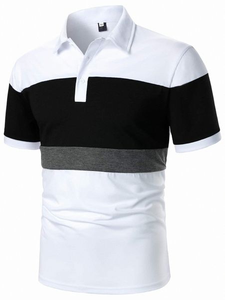 

men colorblock polo shirt f0cf#, White;black