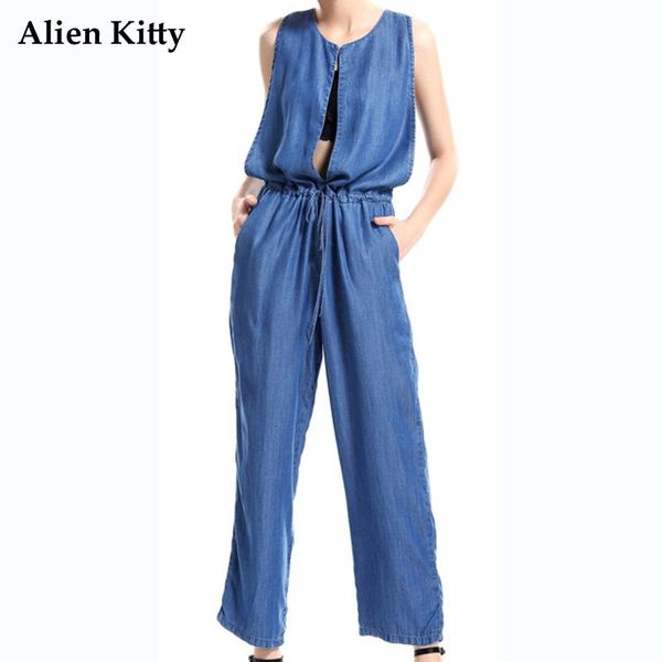 

women's jumpsuits & rompers alien kitty 2021 fashion regular tencel hollow out pockets bodysuit women solid color ankle-length casual, Black;white
